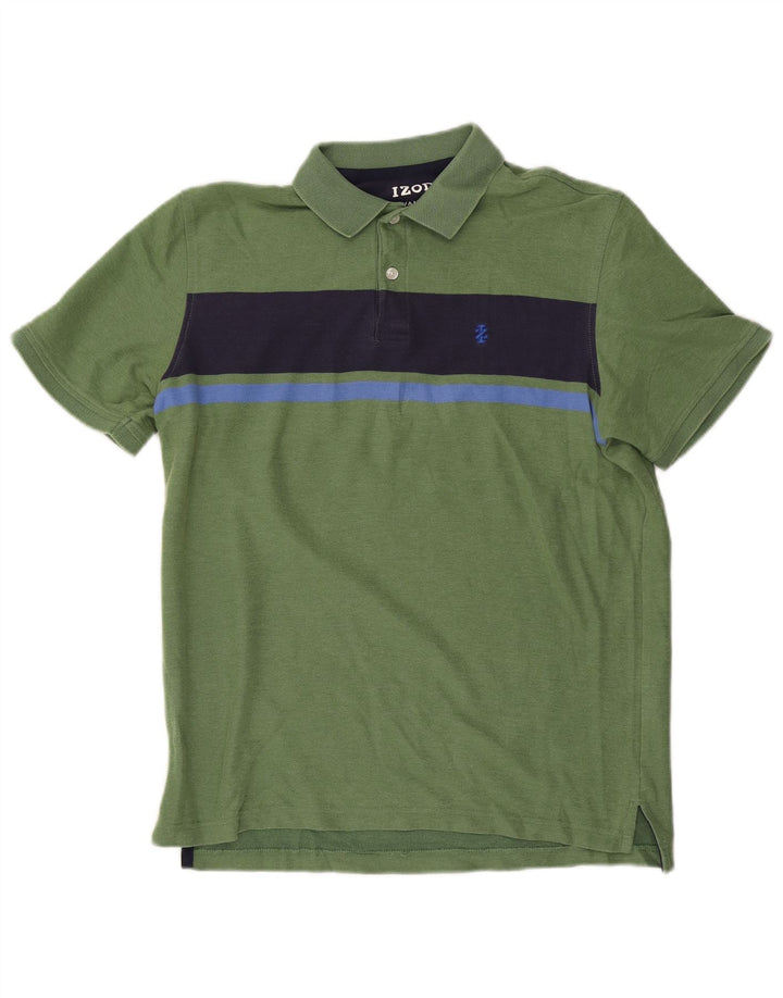 Camisa polo masculina IZOD algodão colorblock verde médio