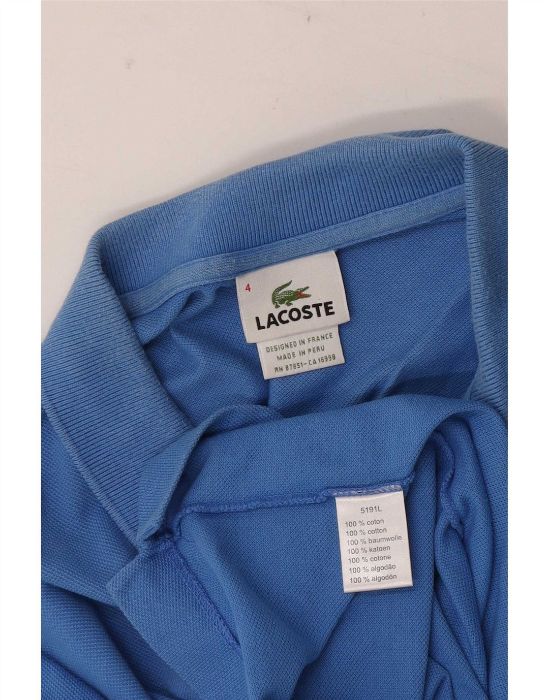 Camisa polo masculina Lacoste tamanho 4 algodão azul médio