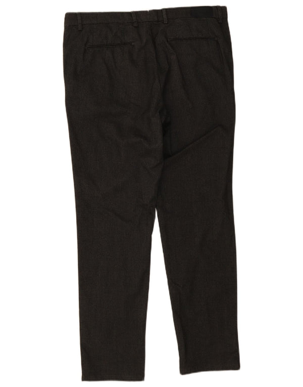 Trussardi Mens Slim Chino Calças IT 52 XL W36 L31 Cinza Espinha de Algodão