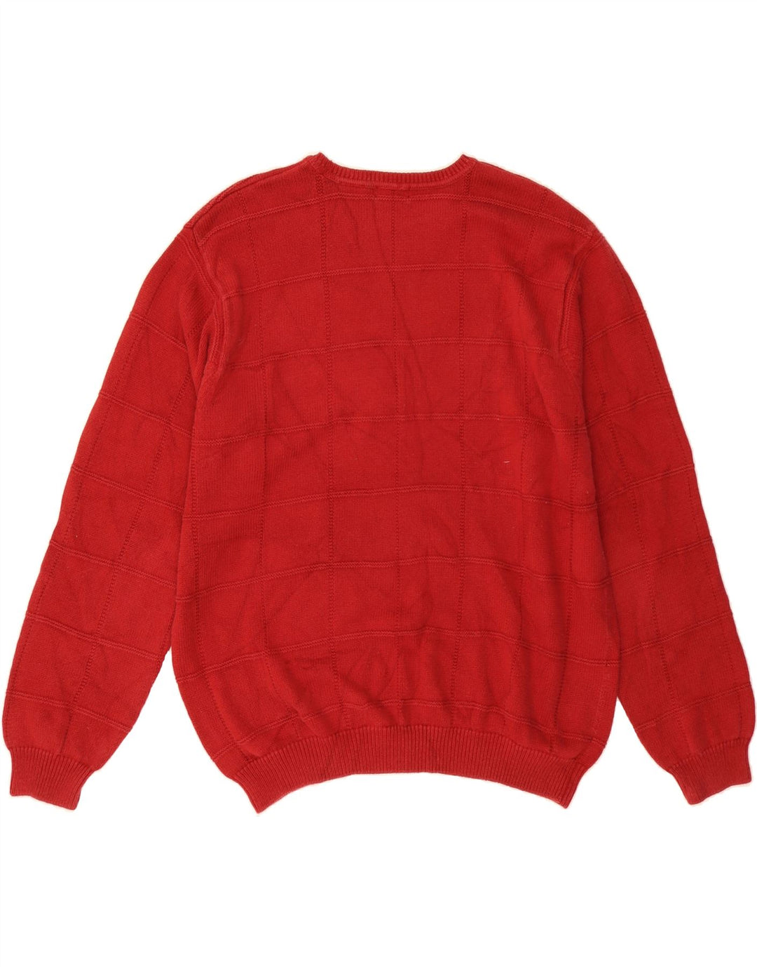 IZOD Mens Crew Neck Jumper Sweater Large Red Check Cotton Vintage Izod and Second-Hand Izod from Messina Hembry 