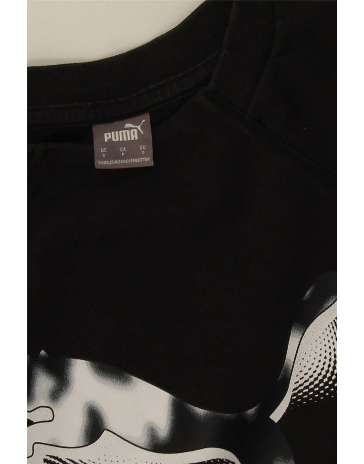 Puma feminino gráfico moletom jumper UK 10 pequeno preto