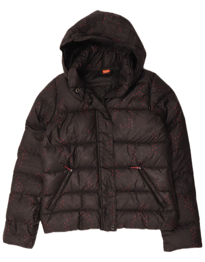 Jaqueta Nike Feminina com Capuz Acolchoado UK 12 Médio Preto Manchado