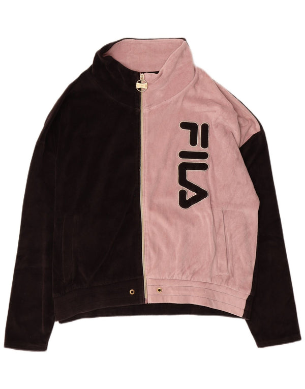 Fila Womens Oversized Graphic Tracksuit Top Jacket UK 18 XL Preto