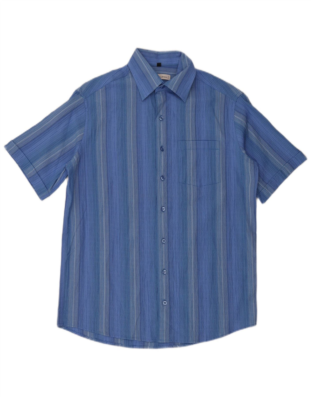 Camisa masculina de manga curta Angelo Litrico tamanho 39/40 listrado azul médio