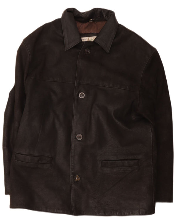 Jaqueta de couro masculina vintage UK 40 grande marrom