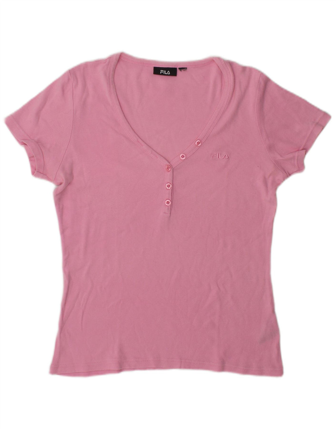 Camiseta feminina Fila UK 14 algodão rosa médio