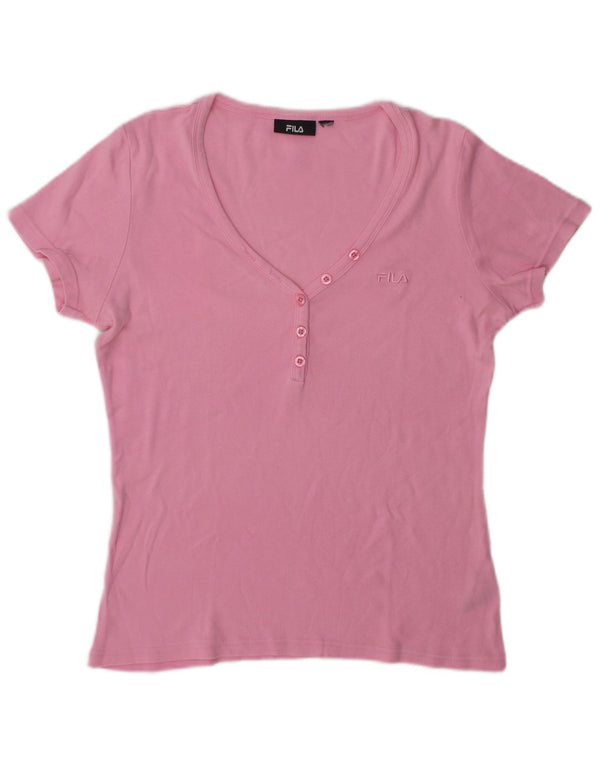 Camiseta feminina Fila UK 14 algodão rosa médio