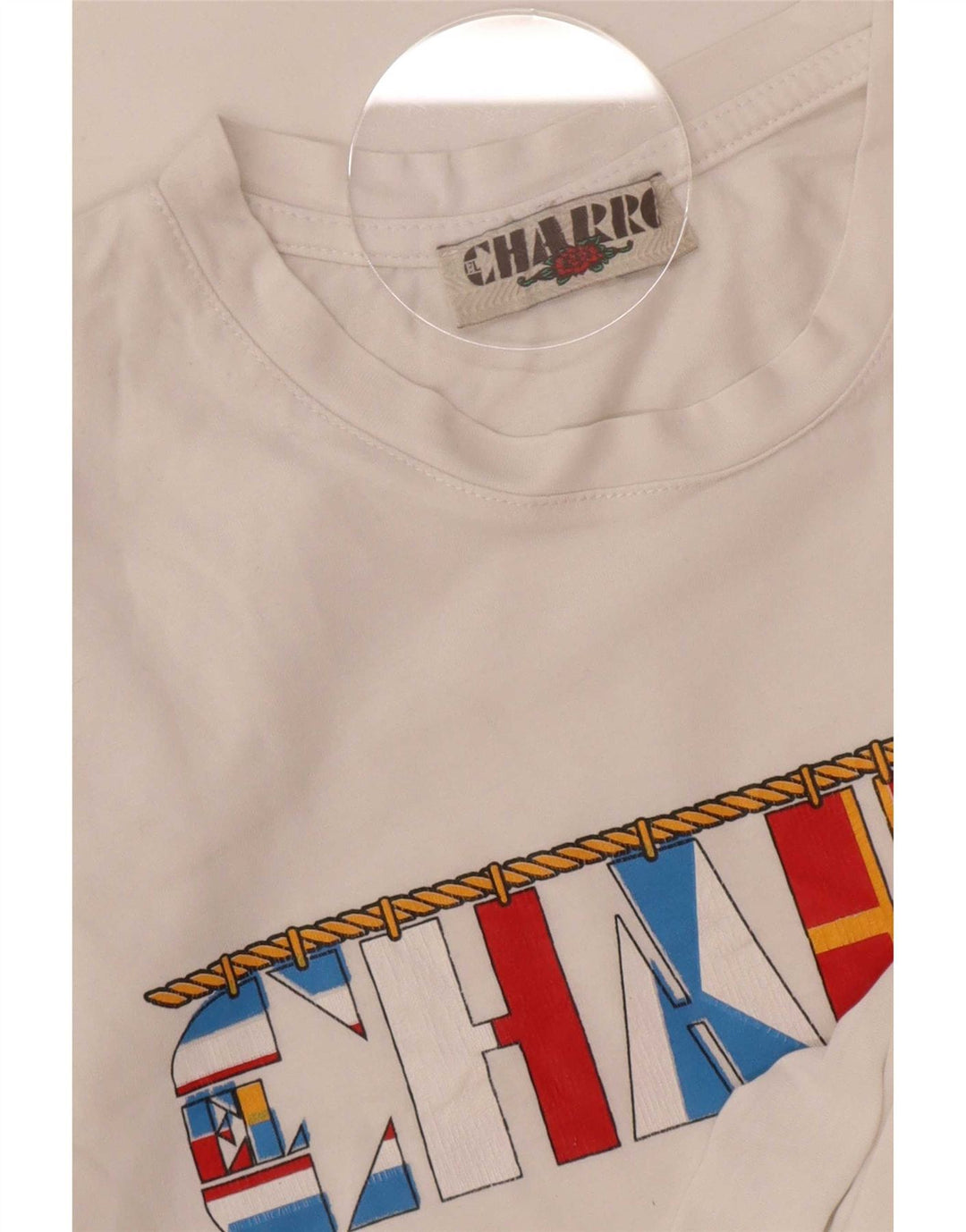 Camiseta gráfica masculina Charro Top médio branco