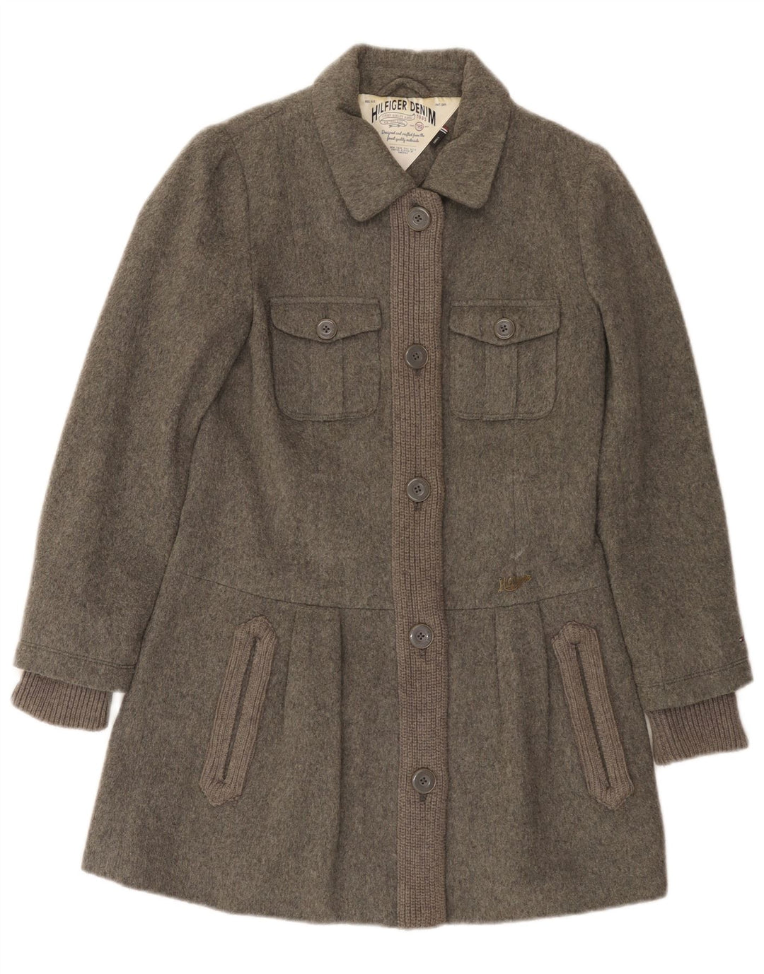 Sobretudo feminino Tommy Hilfiger UK 10 pequeno lã cinza