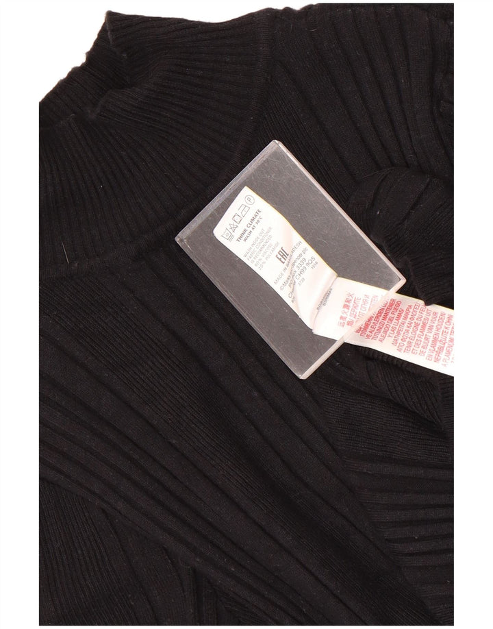 Top feminino Marks & Spencer manga comprida Reino Unido 10 viscose preta pequena