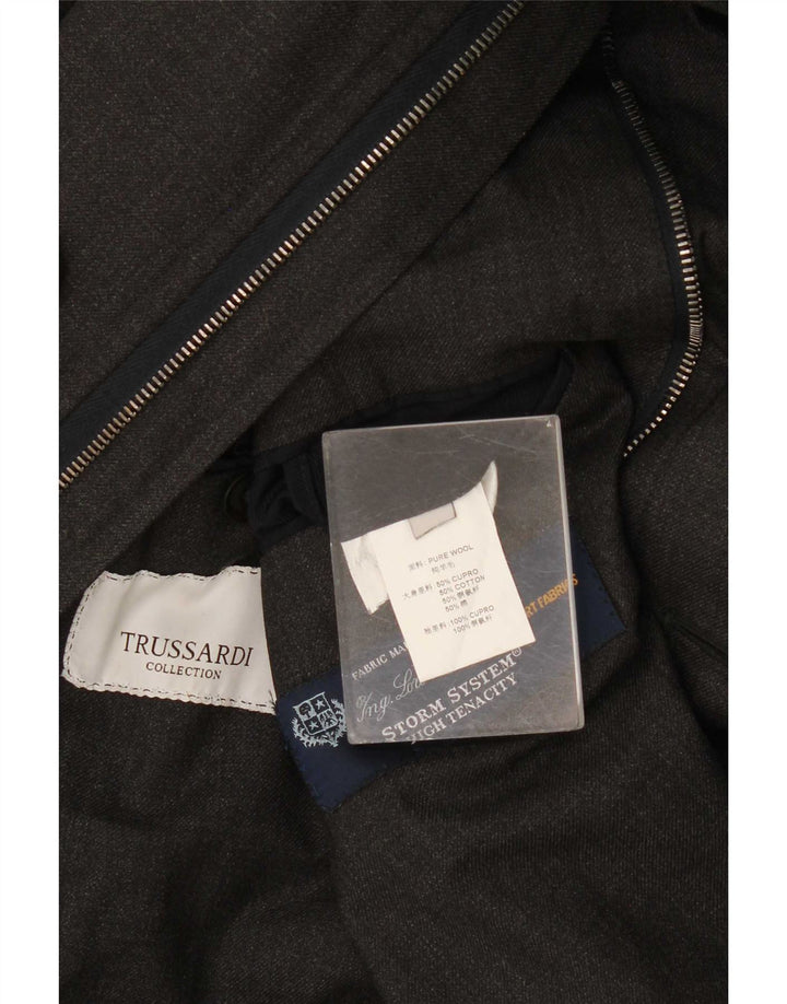 Trussardi Mens Overcoat UK 40 Large Gray Wool