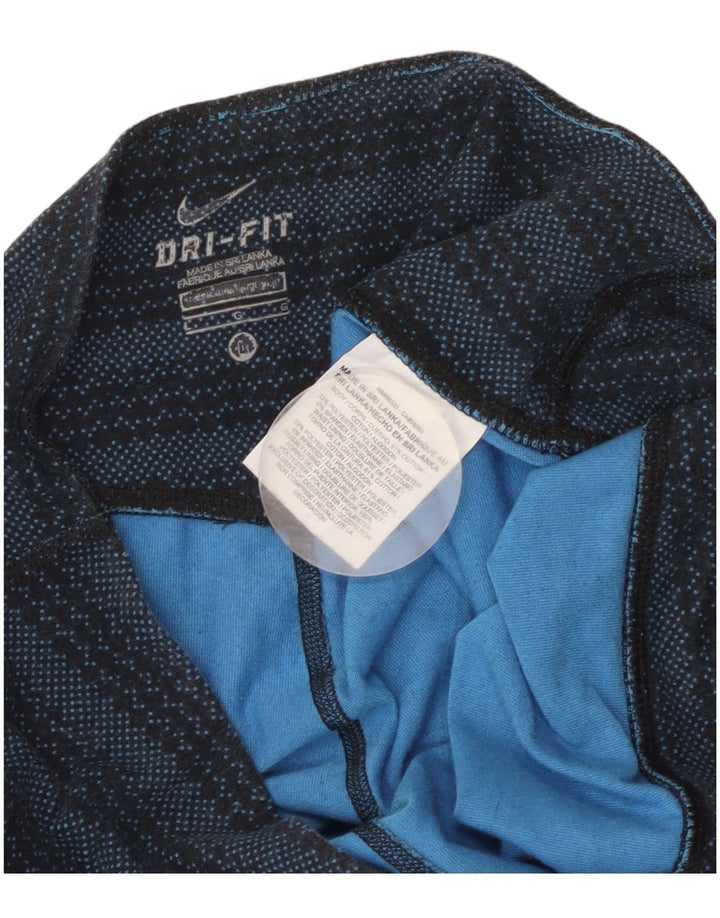 Calça legging feminina Nike Dri Fit Capri UK 14 grande listrada azul marinho de algodão