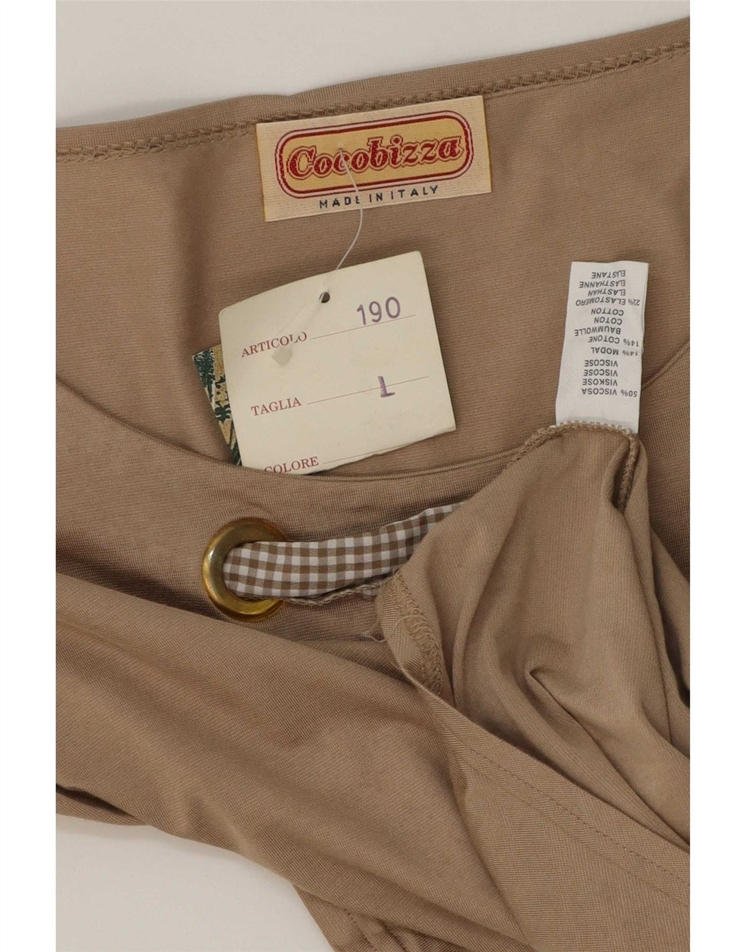 Body feminino vintage de manga comprida UK 14 grande viscose bege