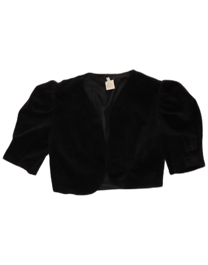 Jaqueta Bolero Feminina VINTAGE IT 40 Pequeno Triacetato Preto