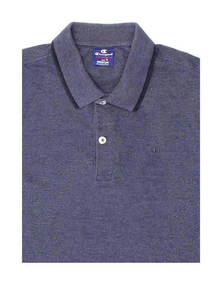 CHAMPION Mens Long Sleeve Polo Shirt Medium Blue Vintage Champion and Second-Hand Champion from Messina Hembry 