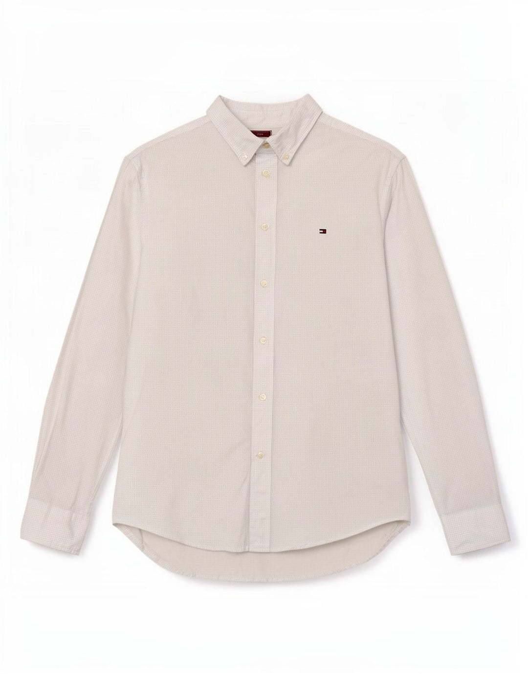 Camisa masculina Tommy Hilfiger algodão manchado azul médio