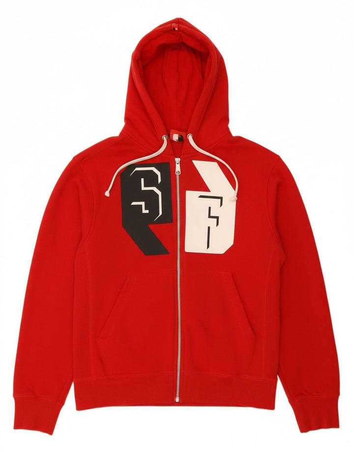 SNEAKER FREAK Suéter masculino com capuz e zíper gráfico XS de algodão vermelho
