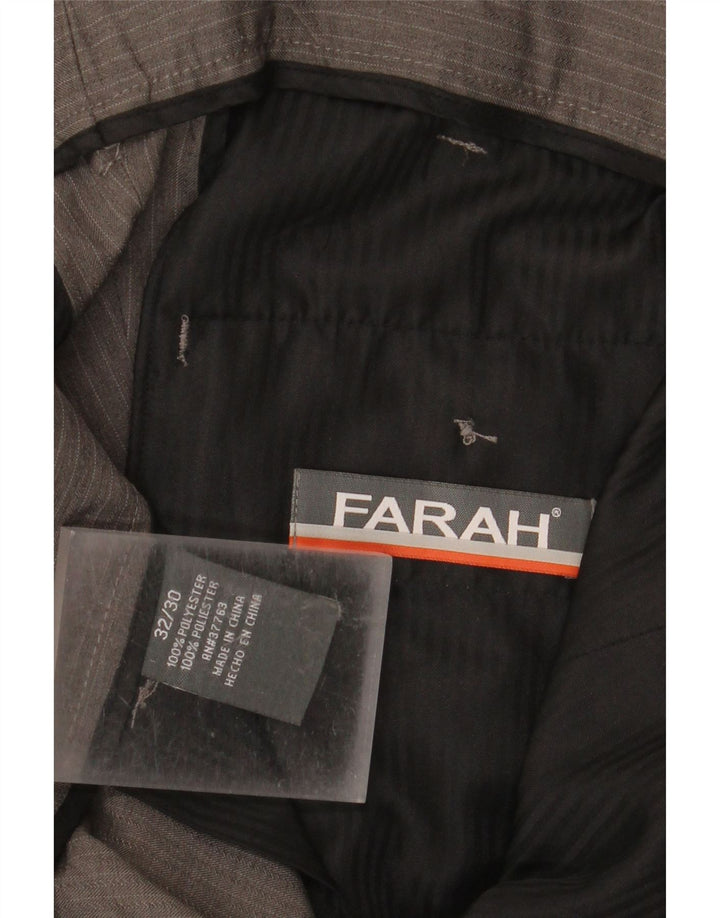 Farah Calça masculina reta cortada W32 L24 cinza risca de giz poliéster