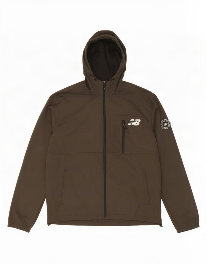 Jaqueta masculina New Balance com capuz e jaqueta grande de poliéster cáqui