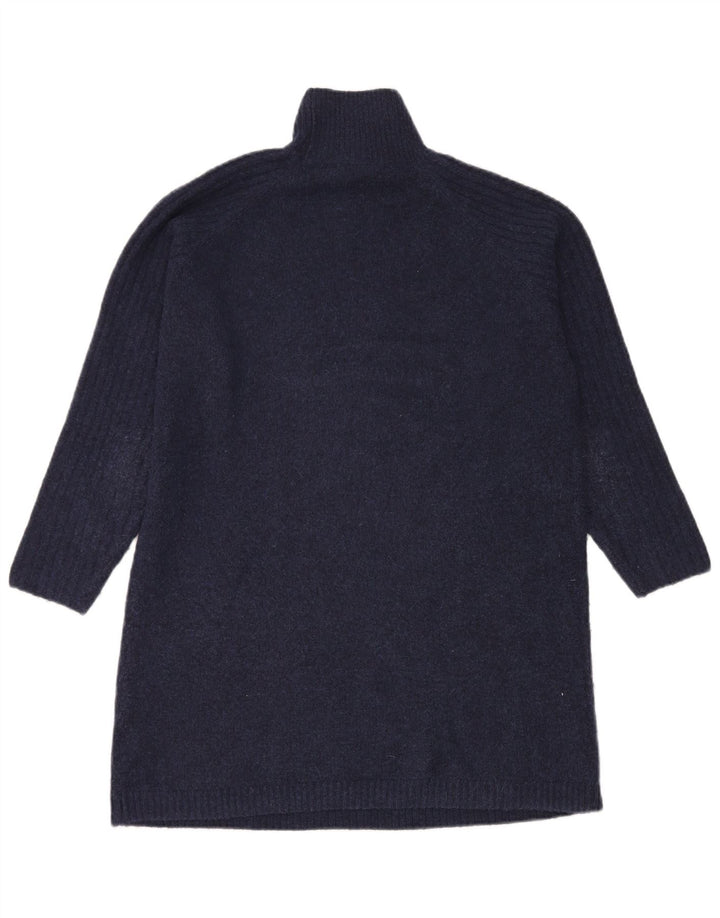 Suéter feminino Zara com gola redonda e gola tartaruga Reino Unido 12 médio azul marinho