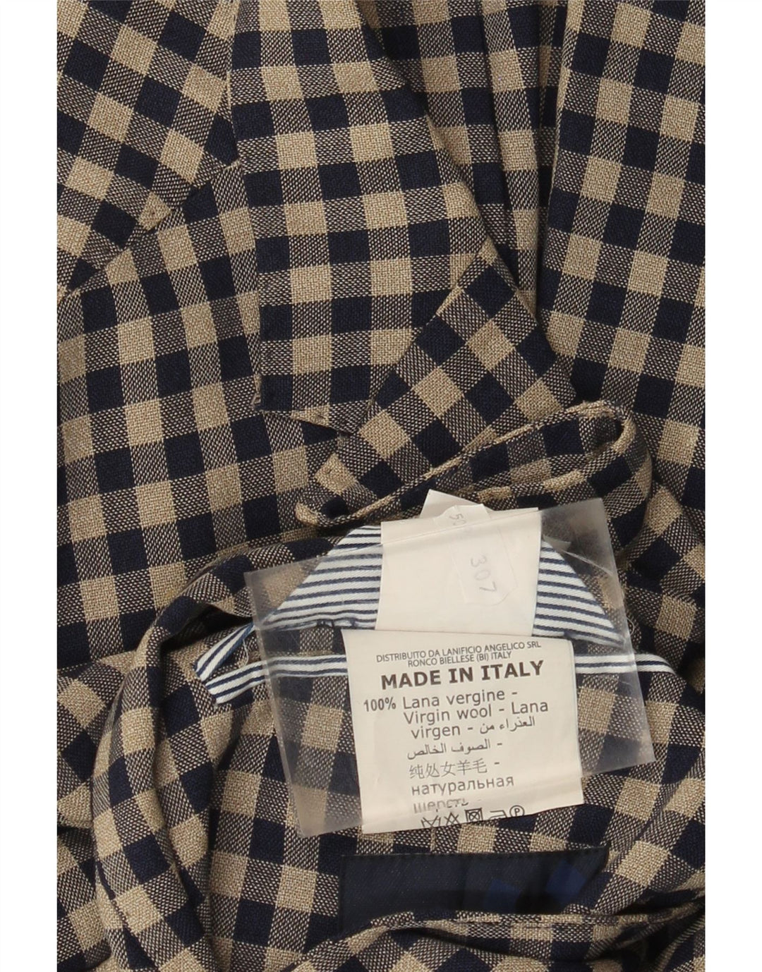 Jaqueta Blazer Masculina Angelico com 2 Botões IT 50 Lã Gingham Bege Grande