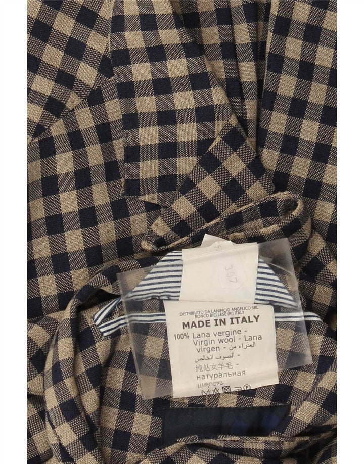 Jaqueta Blazer Masculina Angelico com 2 Botões IT 50 Lã Gingham Bege Grande
