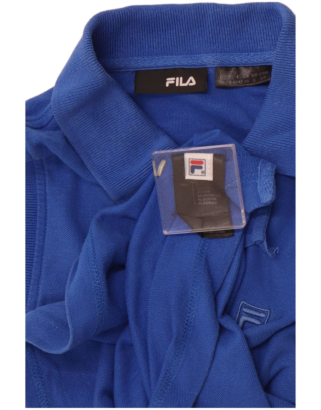 Camisa polo feminina sem mangas FILA UK 10 algodão azul pequeno