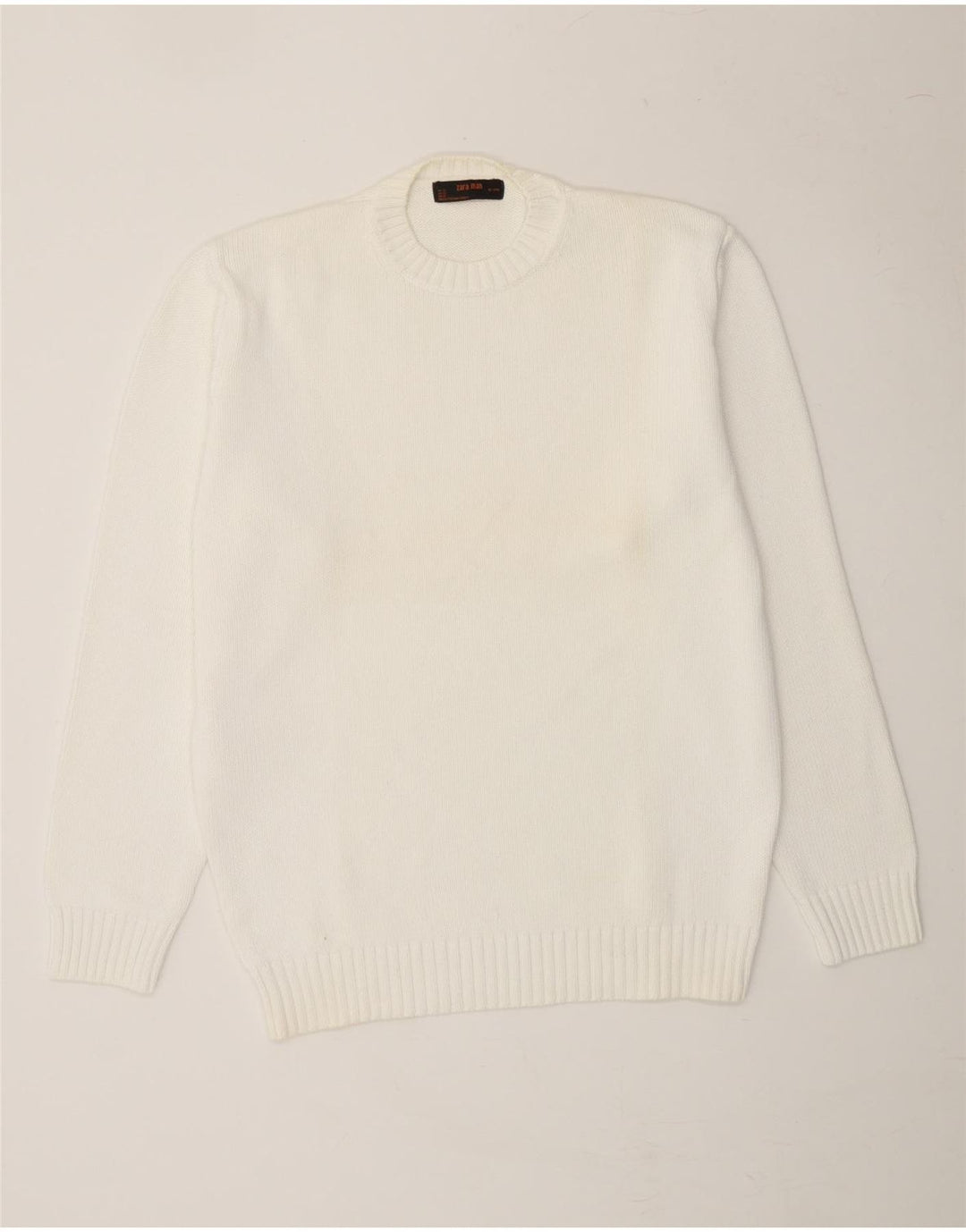ZARA Mens Crew Neck Jumper Sweater XL White Vintage Zara and Second-Hand Zara from Messina Hembry 