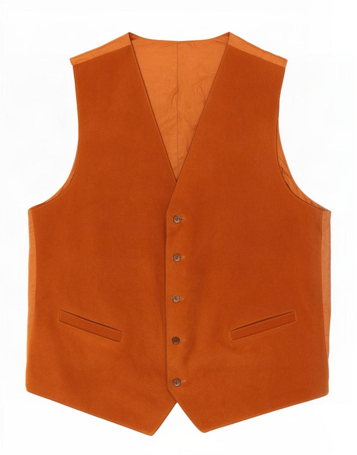 Colete vintage masculino de camurça pequeno marrom