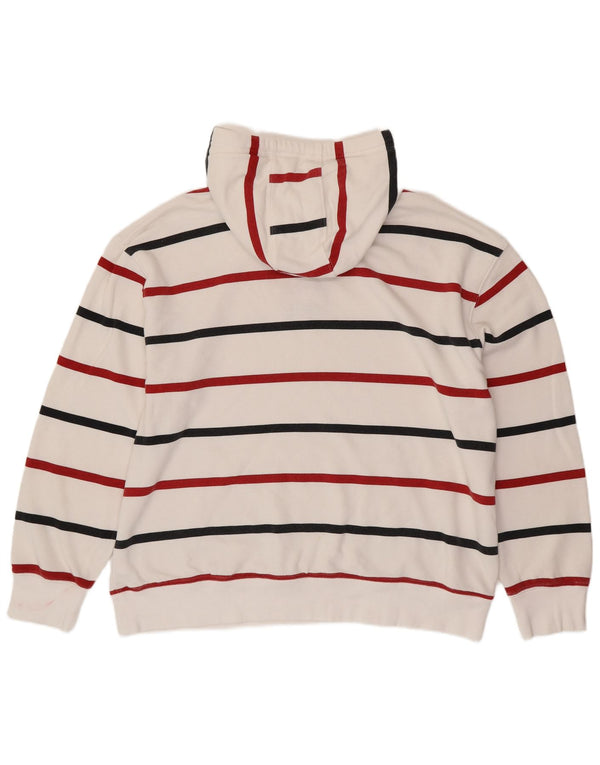 TOMMY HILFIGER Suéter masculino com capuz 2XL algodão listrado branco