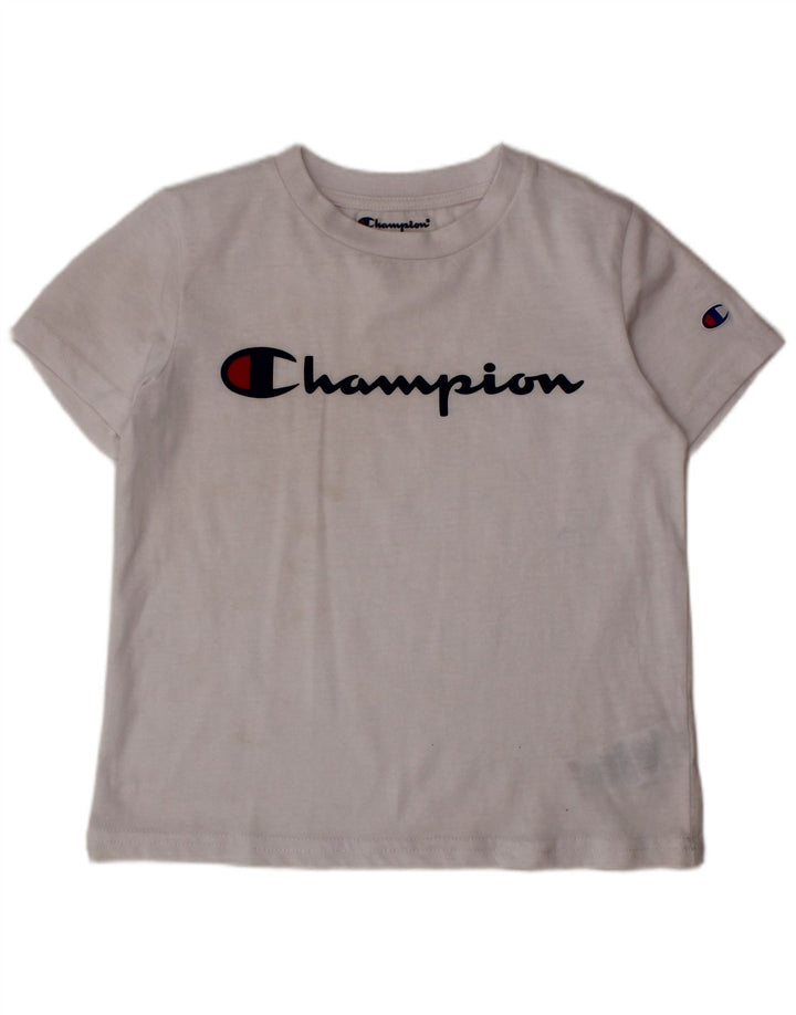 Camiseta gráfica CHAMPION Boys 4-5 anos algodão branco