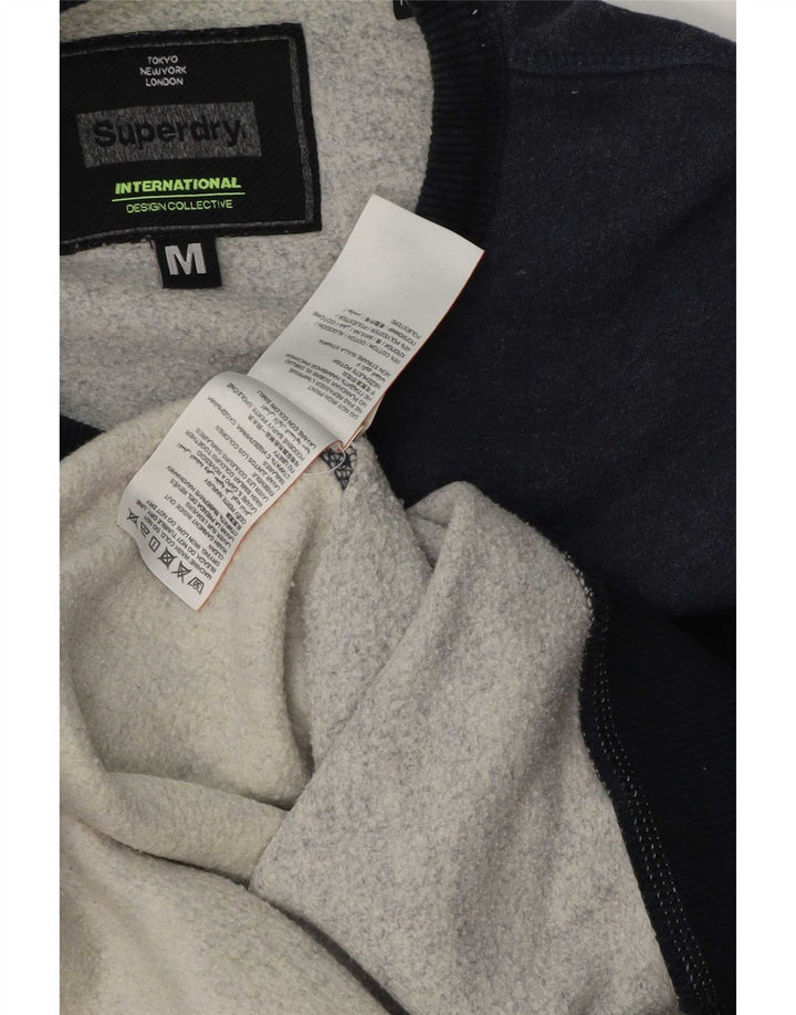 Superdry moletom gráfico masculino jumper médio azul marinho algodão colorblock