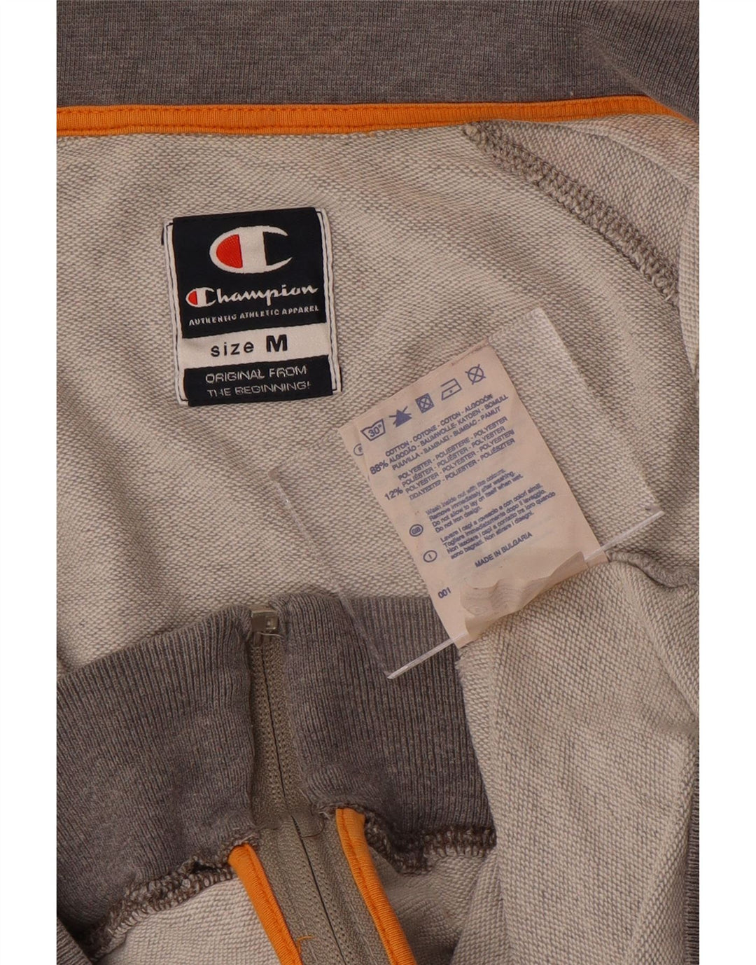 CHAMPION Womens Tracksuit Top Jacket UK 14 Medium Grey Flecked Cotton