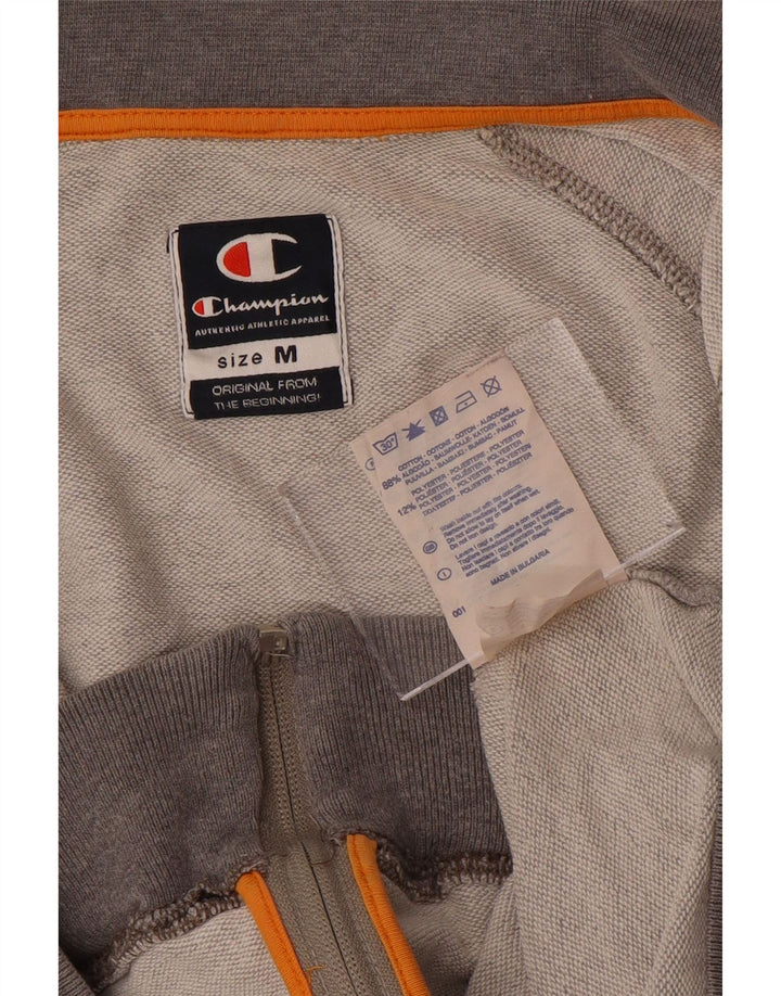 CHAMPION Womens Tracksuit Top Jacket UK 14 Medium Grey Flecked Cotton