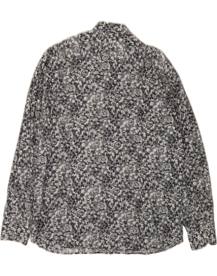 SIGNUM Mens Shirt XL Grey Floral Cotton Vintage Signum and Second-Hand Signum from Messina Hembry 