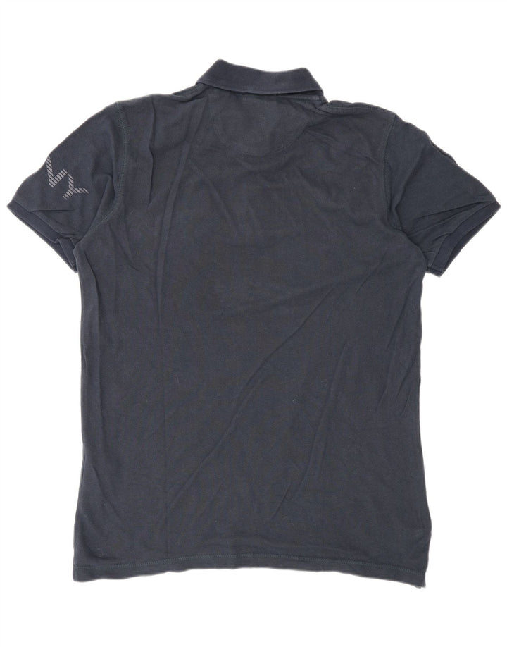Dkny Camisa polo masculina gráfica pequena algodão azul marinho