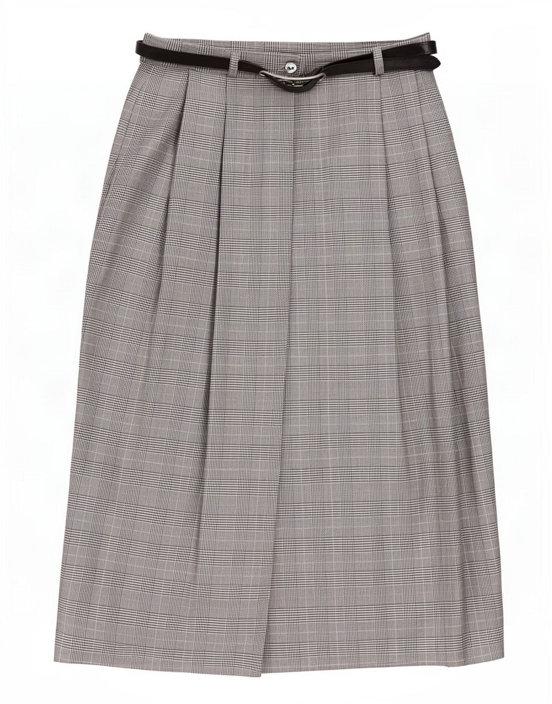 Saia feminina vintage UK 10 pequena W27 cinza Houndstooth poliéster