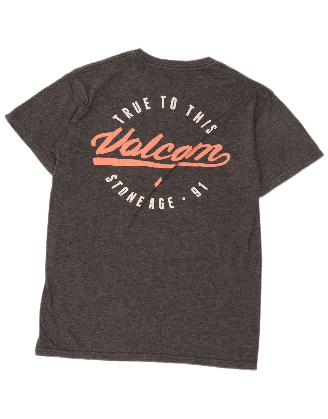 Volcom Camiseta masculina gráfica top pequeno algodão cinza