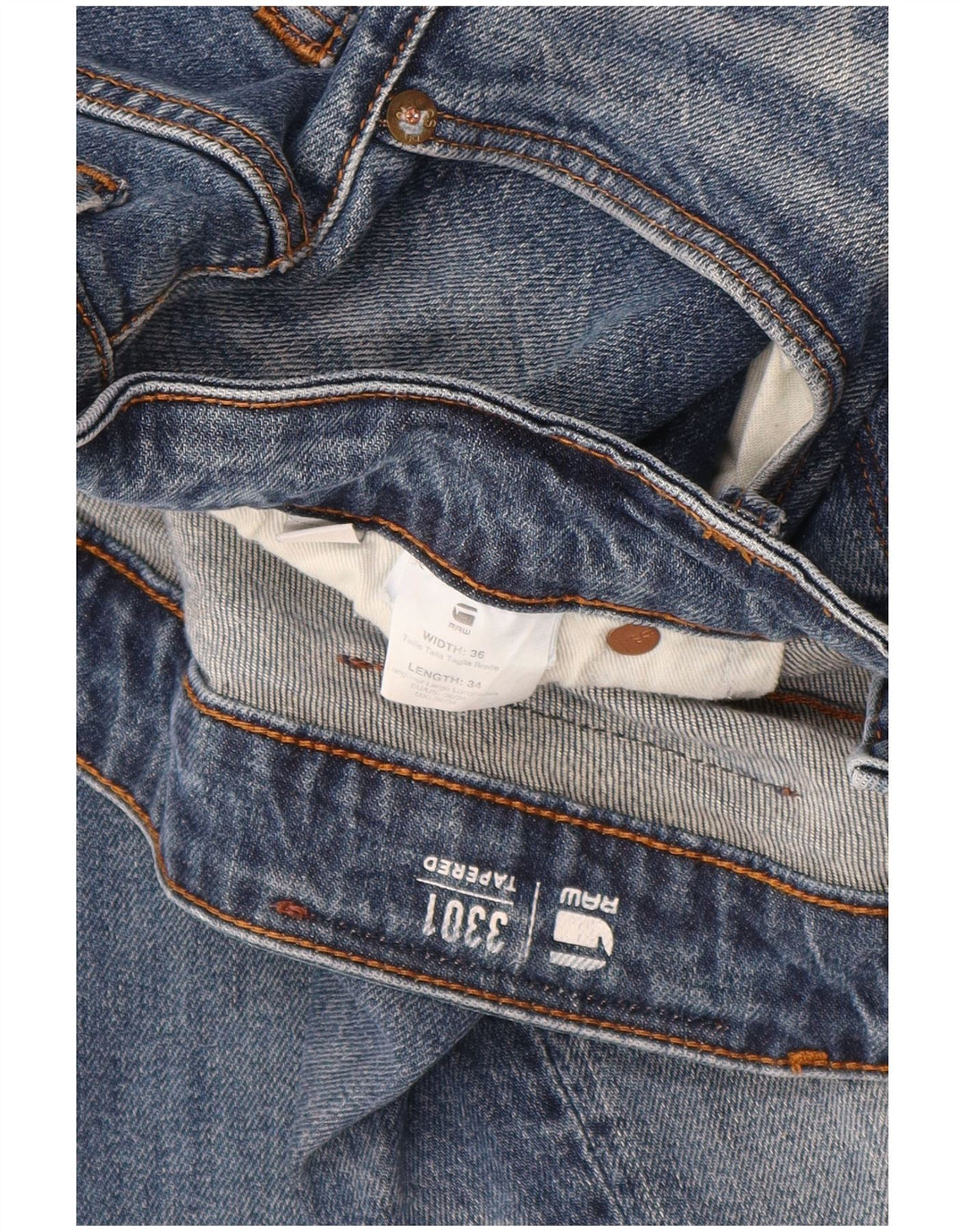 Calça jeans masculina G-STAR 3301 cônica W36 L34 azul