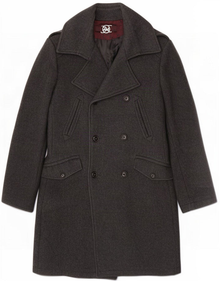 Casaco masculino Zara com peito duplo UK 38 lã cinza médio
