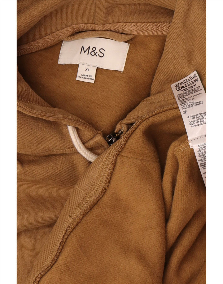 Suéter masculino Marks & Spencer com capuz e zíper XL algodão bege