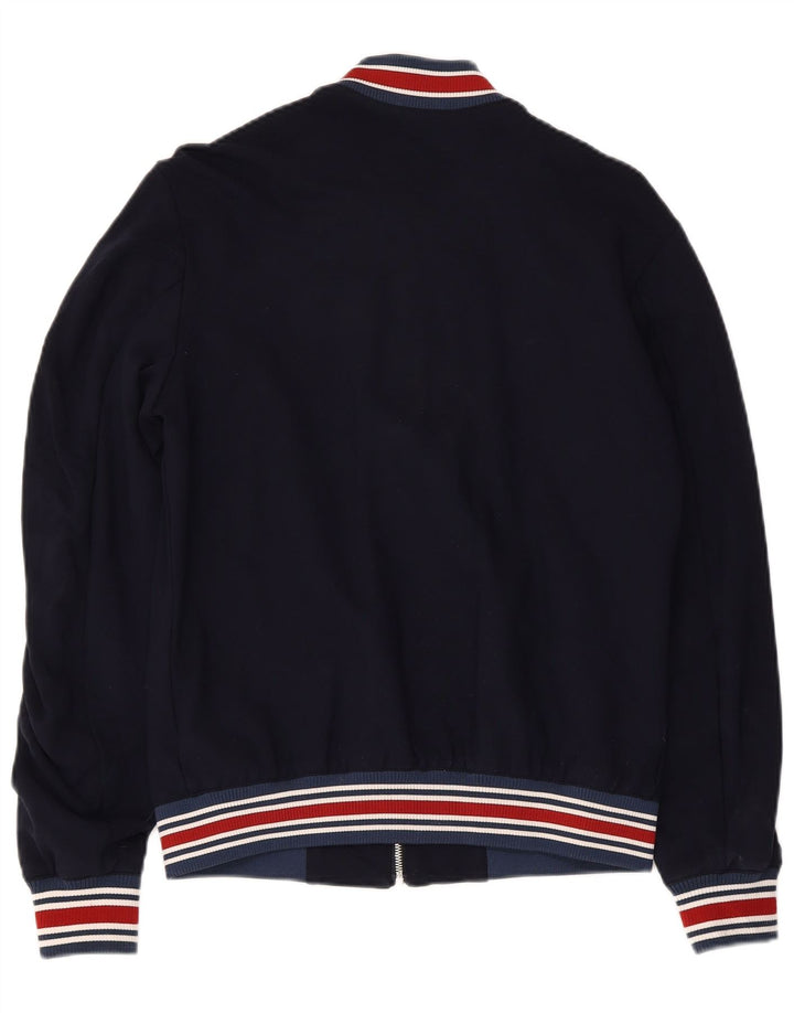 Jaqueta bomber masculina ZARA Reino Unido 36 pequena viscose azul marinho