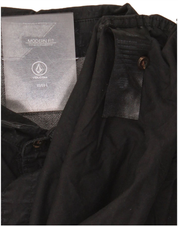 Camisa masculina Volcom Modern Fit grande algodão manchado preto