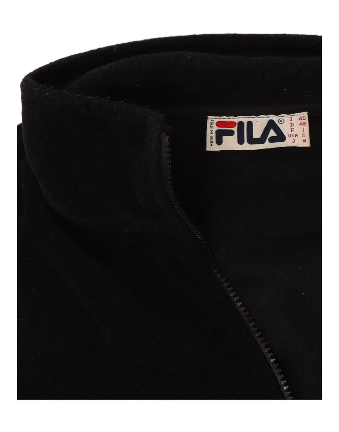 Fila Mens Zip Neck Fleece Jumper IT 46 Pequeno Preto