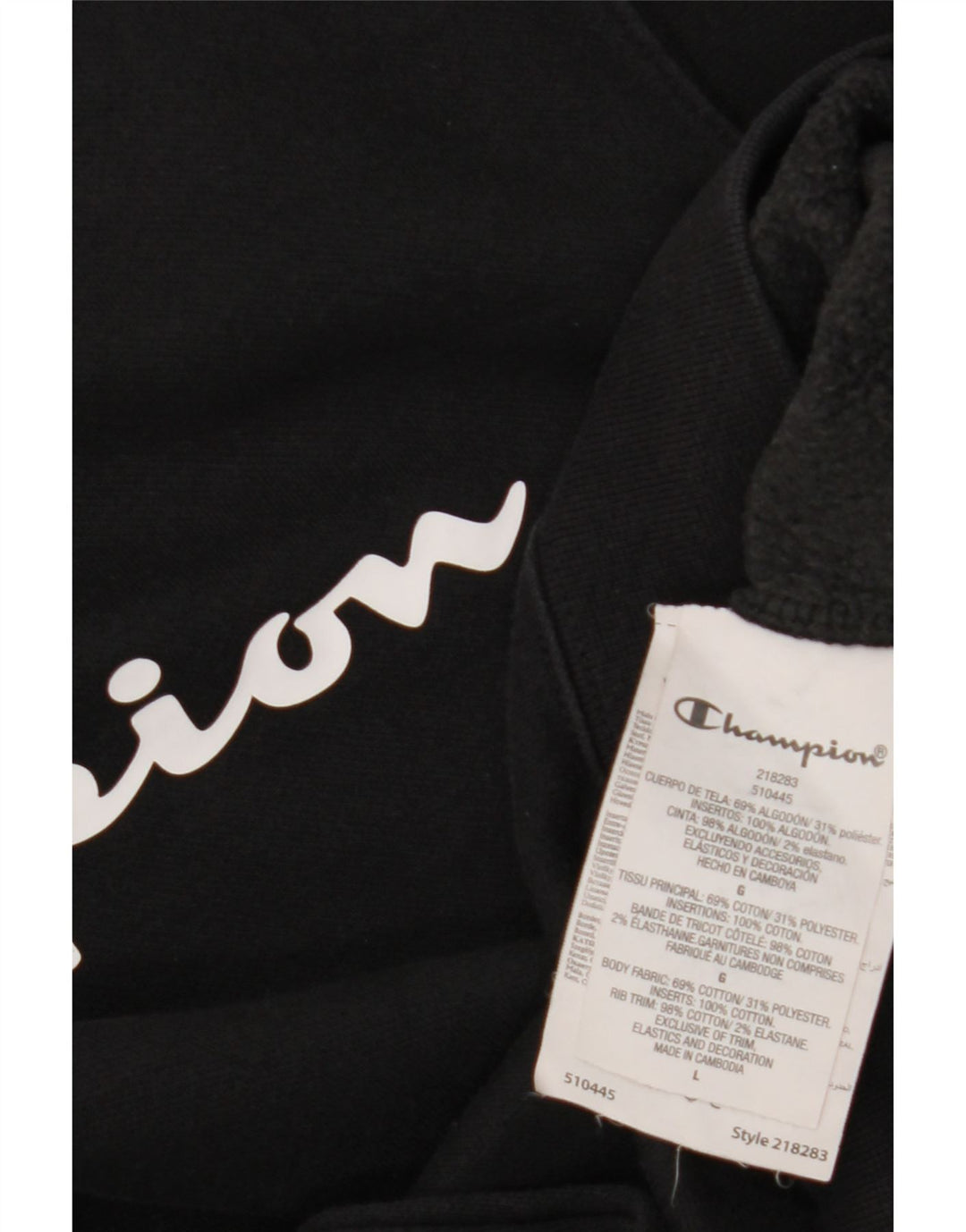 Champion moletom gráfico masculino jumper grande algodão preto