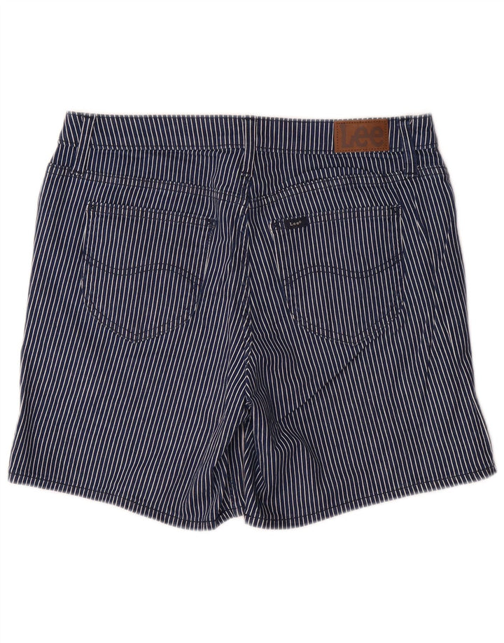Shorts casuais femininos de cintura média LEE US 12 grandes W32 listrado azul marinho