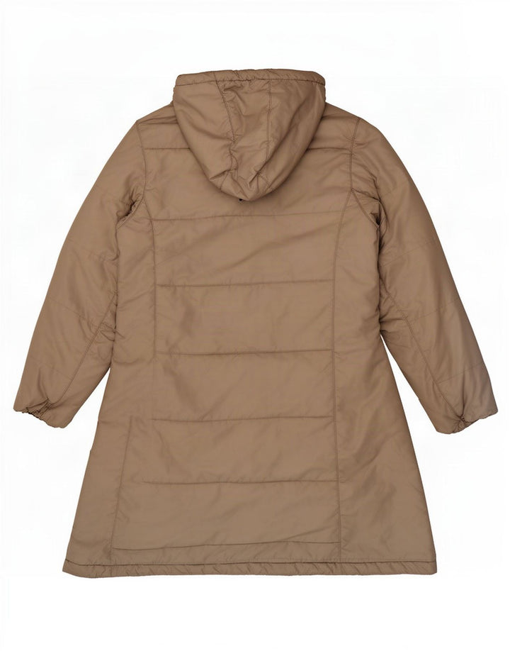 Casaco acolchoado com capuz feminino Jack Wolfskin Reino Unido 12/14 poliéster bege médio