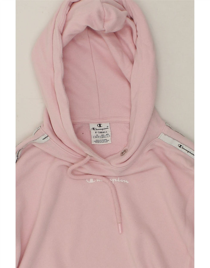 CHAMPION Womens Oversized Crop Graphic Hoodie Jumper UK 6 XS Pink Vintage Champion and Second-Hand Champion from Messina Hembry 