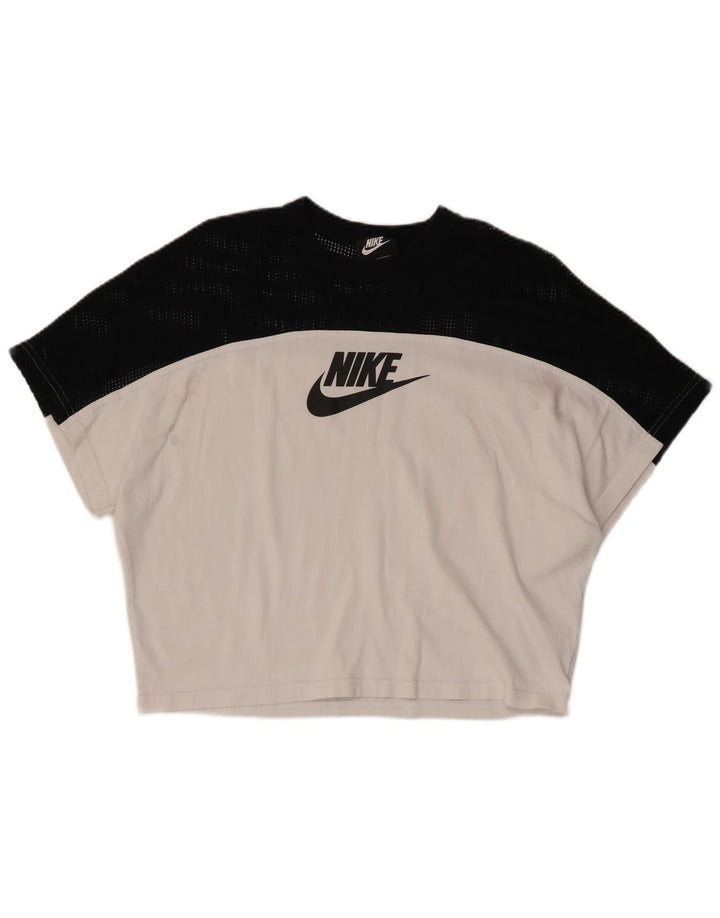 Camiseta feminina Nike Crop Graphic UK 10 Small White Colourblock