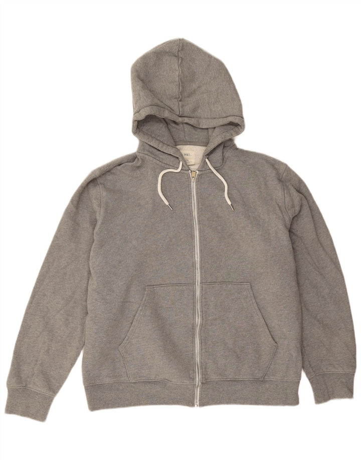 Suéter masculino com capuz e zíper Marks & Spencer 2XL algodão cinza